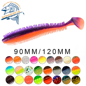Venta al por mayor 90mm4g 120mm9g tornillo biónico Grub T cola olor pesca gusanos suaves carpa objetivo PVC ABS silicona Artificial señuelos blandos - Product Image 4