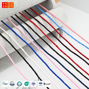 工場OEM ODM 編み込みファッション弾性コード 3MM ポリ製ドローストリングロープコード ロゴカラーカスタム ドローストリング パンツ、フーディ、アパレル用 - Product Image 1