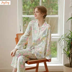 Pijama de lujo con diseño Floral 3D personalizado para mujer, 2 piezas, suave y acogedora, viscosa