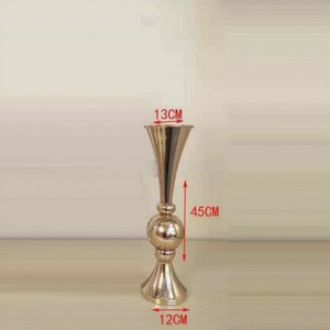 Nuovo arrivo oro alti vasi nozze centrotavola metallo fiore colore argento - Product Image 5