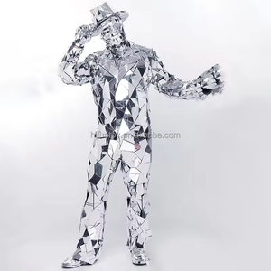 Funtoys MOQ 1 PCS Men Stage Laser Dance Mirror Costume Nightclub Party Show Mirror <strong>Suits</strong> <strong>Silver</strong> Mirror Costume - Product Image 1