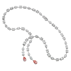 Collier double pendentif en or blanc 18 carats de qualité supérieure avec diamants blancs multi-tailles et diamants roses vifs fantaisie, idéal pour les occasions de soirée, en vente - Product Image 2