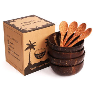 サラダボウル手作りクラシックデザインスプーン付きココナッツシェルボウル環境にやさしい使い捨てウッドフルーツミキシングカスタムロゴ付き - Product Image 4