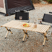 Table de pique-nique rectangulaire pliable légère en bois massif pour l'extérieur, le camping, la plage et la pêche