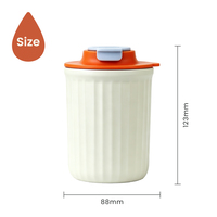 Tumbler Stainless Steel 304 Motif Garis Vertikal dengan Tutup Flip Satu Tangan, Dinding Ganda Vakum Terisolasi, Anti Bocor, Mug Kopi untuk Perjalanan