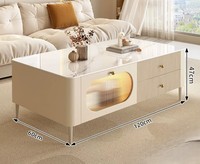 Nouvelle table basse armoire moderne en bois de style crème français, haut de gamme et de luxe léger, 2026