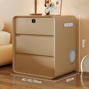 Table de <span class=keywords><strong>chevet</strong></span> intelligente de luxe nordique - Design minimaliste moderne avec serrure à empreintes digitales et recharge sans fil pour la chambre à coucher - Product Image 6