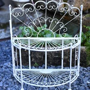 Portavasi <span class=keywords><strong>da</strong></span> Esterno in Ferro Battuto a Due Livelli, Semicircolare, Bianco, Stile Francese Minimalista, per <span class=keywords><strong>Balcone</strong></span> e Giardino, per <span class=keywords><strong>Piante</strong></span> Grasse e Fiori - Product Image 1