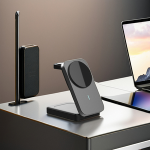 Teléfono inteligente de escritorio al por mayor 15W imán soporte de carga inalámbrico viaje portátil plegable <span class=keywords><strong>3</strong></span> en 1 cargador de teléfono inalámbrico magnético - Product Image 6