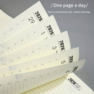 Agenda 2026 imprimé, couverture en cuir A4, dorure à chaud, calendrier anglais, carnet épais, planificateur quotidien 365 jours, livre de planification - Product Image 3