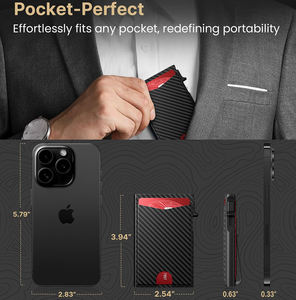 नए डिजाइन कार्बन फाइबर चमड़े के पॉप अप पुरुषों की रफिड वॉलेट स्मार्ट स्लिम व्यवसाय एल्यूमीनियम आईडी क्रेडिट कार्ड धारक पर्स के साथ मनी क्लिप - Product Image 4