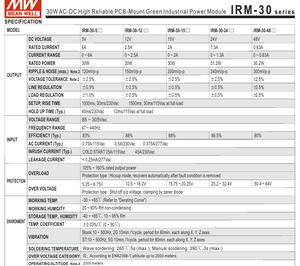 Alimentation électrique Mean Well IRM-30-12ST AC-DC pour éclairage LED, montage sur châssis, 30W, 12V, 2.5A, bornes à vis - Product Image 4