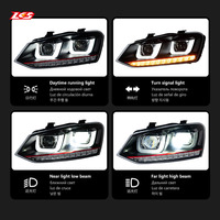 Conjunto de Faros LED LKS para Volkswagen Polo 2011-2018, Estilo Doble U, Lente de Proyector Doble, LED DRL, Señal de Giro Dinámica Secuencial