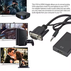 Câble VGA <span class=keywords><strong>vers</strong></span> HDMI en gros, 1080P avec <span class=keywords><strong>audio</strong></span> stéréo, alimentation USB, Plug and Play pour ordinateur portable, ordinateur de bureau, moniteur, téléviseur, projecteur - Product Image 5