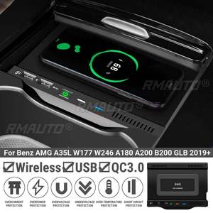 Cargador Inalámbrico para Auto de 15W para Benz AMG A35L W177 W246 A180 A200 B200 GLB 2019 2020 2021 2022, Cargador Rápido para Teléfono, Soporte de Carga - Product Image 1