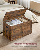 Organisateur de jouets en bois de style campagnard, coffre de rangement avec 2 charnières de sécurité, banc à chaussures d'entrée, grande capacité, boîtes de rangement, bacs