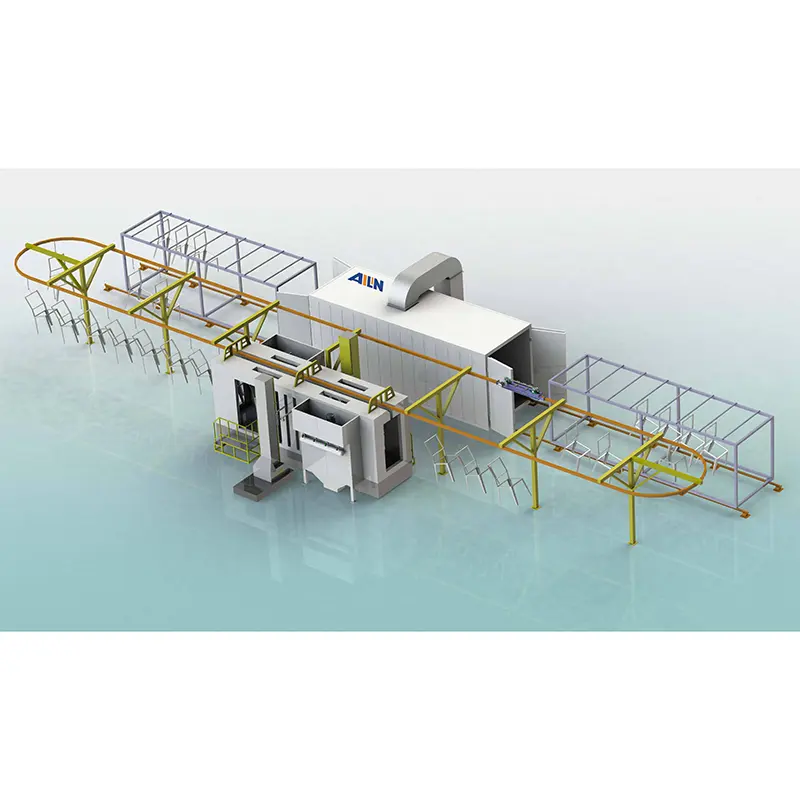 Línea de recubrimiento en polvo completamente automática AILIN para muebles de Metal de pintura en aerosol con horno de Gas