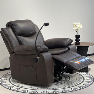 Europäischer Moderner Leder-Maniküre-Liegestuhl Multifunktionaler Schaukel-Massagestuhl mit Kreuzrücken und Quadratischen Armlehnen Metallrahmen - Product Image 1