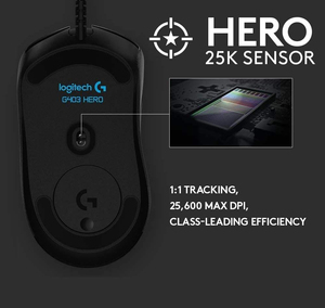 Souris de jeu programmable pour droitier G403 Hero, 6 boutons personnalisables, commutation DPI en direct, 25600 DPI, rétroéclairage RGB - Product Image 6