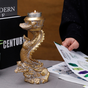 Udeco Offre Spéciale Chandelier <span class=keywords><strong>Dragon</strong></span> Doré Personnalisé Ornements Figurine <span class=keywords><strong>Dragon</strong></span> 3D <span class=keywords><strong>Bougeoir</strong></span> en Résine pour Cadeaux Décoration de la Maison - Product Image 4