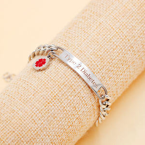 <span class=keywords><strong>Type</strong></span> <span class=keywords><strong>2</strong></span> Diabète Urgence Bracelet Médical Rouge Caducée Symbole 25cm Amateurs de Plein Air Identification Médicale Bijoux 51692 - Product Image 4