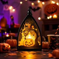 Accessoires de décoration pour fête d'Halloween, lampe d'ambiance LED citrouille, maison fantôme, crâne, bougie électronique portable pour usage extérieur
