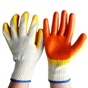 Перчатка из армированного латекса с двойным покрытием, 3/4 износостойкая, новый дизайн, перчатки из полиэстера и хлопка, двухслойные цветные перчатки