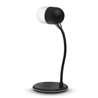 Enceinte sans fil 3-en-1 avec lumière lunaire, chargeur sans fil 15W et lampe de bureau à LED RGB en plastique