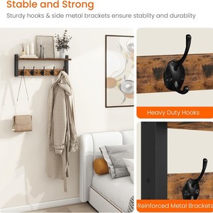 Wall Mounted <b>Coat</b> Rack <b>With</b> <b>Shelf</b> Stainless Steel Rectangle Multi Functional Living Room Entryway <b>Hook</b> Rack - Product Image 2