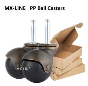 Hersteller 1,5 Zoll PP Lenkrollen 40 mm Antik-Messing-Farbe Kugelrad-Rollen mit Schaft - Product Image 3