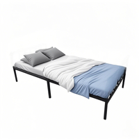 Lit à cadre en métal haute stabilité avec lattes de bois Base de lit à plate-forme durable pour meubles de chambre à coucher Design peu encombrant