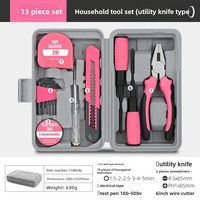 Ensemble d'outils manuels multi-usages légers pour la maison, clés Allen, tournevis, marteau, ruban à mesurer, boîte de rangement double couche en acier au carbone