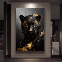 Tableaux et Affiches sur Toile Panthère Noire et Or de Luxe, Décoration Murale pour Chambre, Art Mural Décoratif