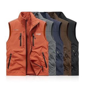 Veste en laine coupe-vent à col montant pour homme, mode hiver, avec logo personnalisé, décontractée, pour l'extérieur, grande taille, sans manches, chaude - Product Image 1