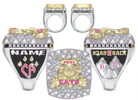 Anillo de Campeón Atlético Personalizado, Aleación con Cristales Incrustados, Insignia del Club Grabada, Número de Participante, Joyería Conmemorativa