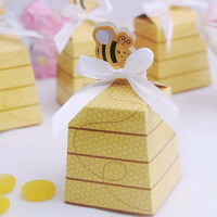 Boîte d'emballage de bonbons au chocolat hexagone jaune dessin animé abeille pour décoration de fête prénatale coffrets cadeaux d'anniversaire pour enfants
