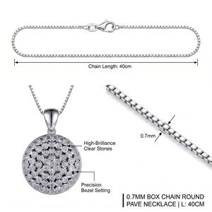Collar con Colgante de Medallón Redondo Radiante de Oro Sólido de 9K/14K/18K con Micro-Pavé de Diamantes para Joyería de Lujo Diaria - Product Image 2