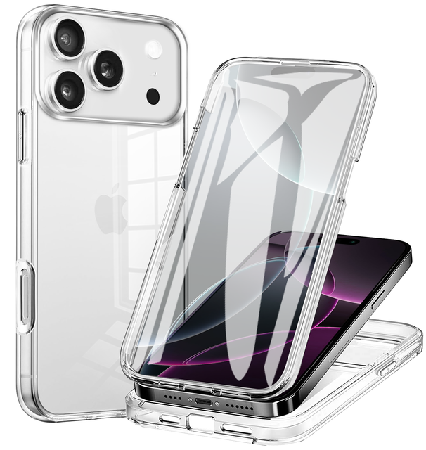 Double-Sided Full Body Screen Protector Clear Shockproof Cover for iPhone 17 Pro Max 16 15 14 Pro Cell Phone Case Phone Grip