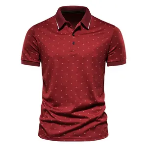 OEM mens all over print organic coton polo shirts high quality 100% cotton custom logo t shirt for men polo