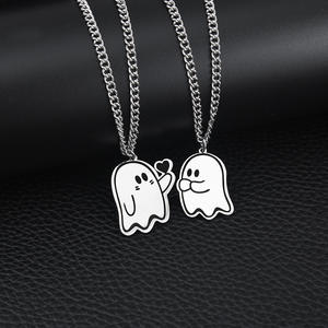Boo Crew Duo: colgantes de fantasma de corazón que brillan en la oscuridad con dijes de calabaza desmontables a juego con cadenas de Halloween para él y para ella - Product Image 3