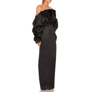 Robe de Soirée Longue en Satin Élégante et Sexy pour Femme, Modèle Asymétrique à Épaule Dénudée, Vente en Gros de Vêtements de Haute Qualité - Product Image 3