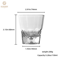 150ml octogonal fond épais verre à whisky KTV Barware verre à bière résistant à la chaleur verser sur tasse à café