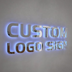 Tùy chỉnh thép không gỉ Backlit dấu hiệu Logo <span class=keywords><strong>Led</strong></span> chiếu sáng dấu hiệu gương kết thúc cho văn phòng tường & kinh doanh - Product Image 2