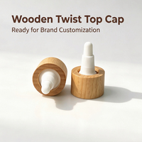Solution de bouchon distributeur de précision en bois, durable, à bec pointu, avec col en bois et couvercle torsadé, personnalisable avec marque, faible MOQ, pour huile capillaire