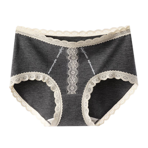 新作秋と冬のミッドウエストレースブラッシュドコットン下着シルキー快適な女性用パンティ通気性のあるクロッチパンティー - Product Image 1