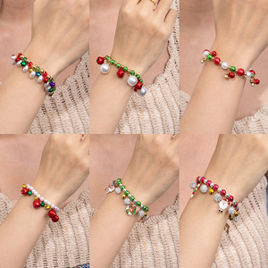 Christmas <b>Beaded</b> <b>Bracelet</b> With Bells Pearls Stars For Women Festive Jewelry Fall 2024 - Product Image 3