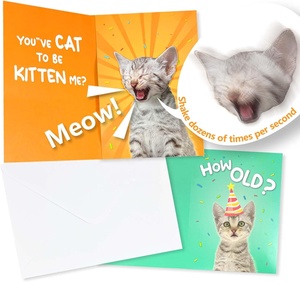 Vui thẻ sinh nhật la hét mèo âm nhạc và lắc đầu chuyển động bday thiệp chúc mừng - Product Image 2