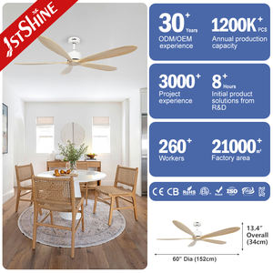 1stshine Ventilateur de plafond Style européen 5 pales en bois Moteur à courant continu Télécommande Nature <span class=keywords><strong>Wind</strong></span> Ventilateur de plafond sans lumière - Product Image 3