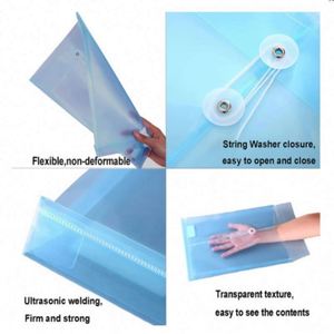 Letter A4 Size Assorted <b>Color</b> Plastic Poly <b>Envelopes</b> Expandable Files Document Folders With Button and String - Product Image 2