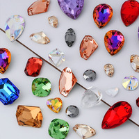 Strass en verre iridescent plaqué, formes irrégulières mélangées, pour nail art, accessoires DIY, 50 pièces par paquet
